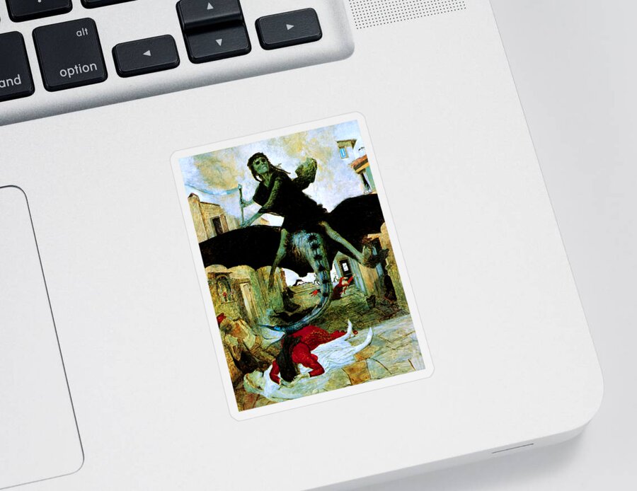 Romanticism Sticker featuring the painting The Plague 1898 by Arnold Bocklin
