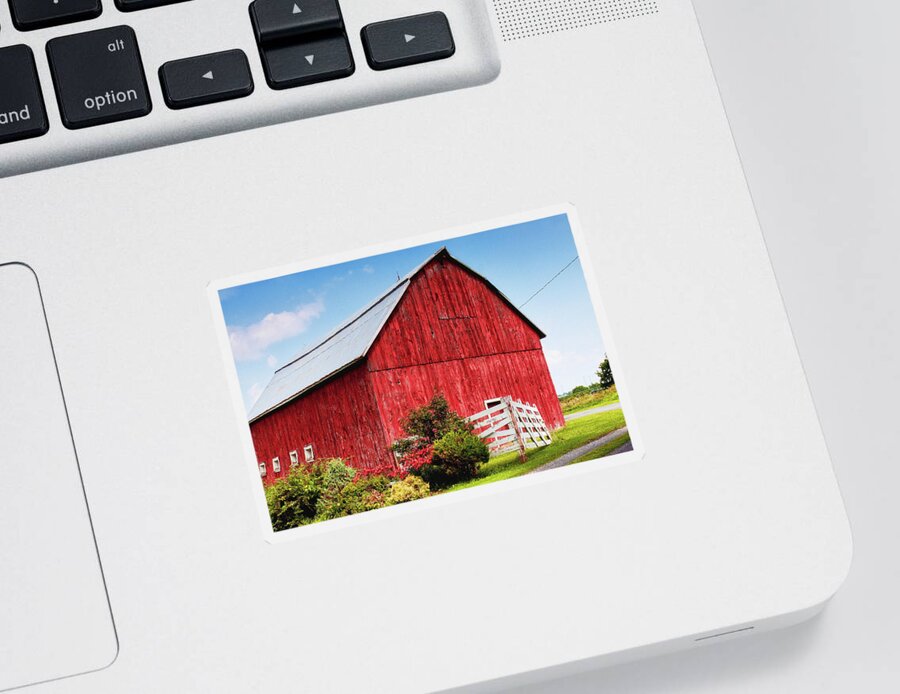 Barn Sticker featuring the photograph The Red Barn by Tatiana Travelways