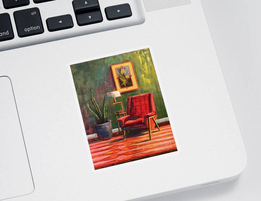 Mid-century Modern Sticker featuring the painting The Red Chair by Sherrell Rodgers