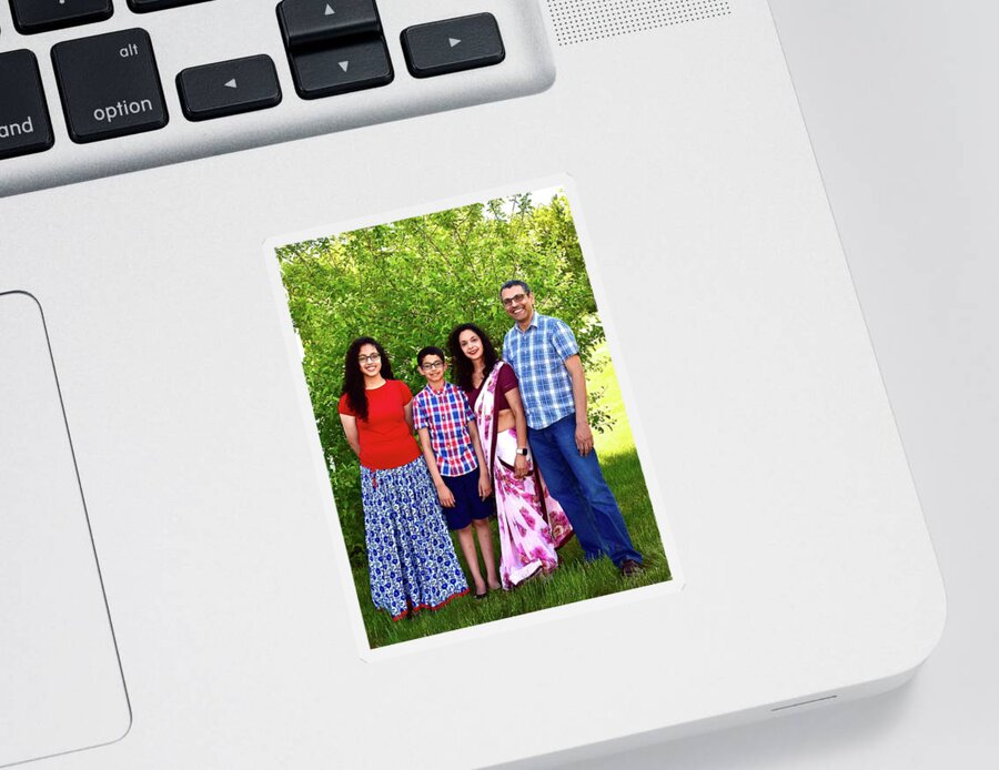 Portrait Sticker featuring the photograph The Sirsiwal Family by Monika Salvan
