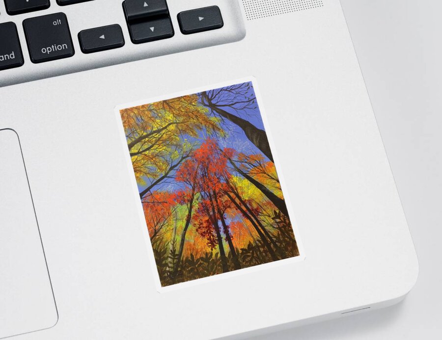 Trees Sticker featuring the painting The Sky's The Limit by Marlene Little