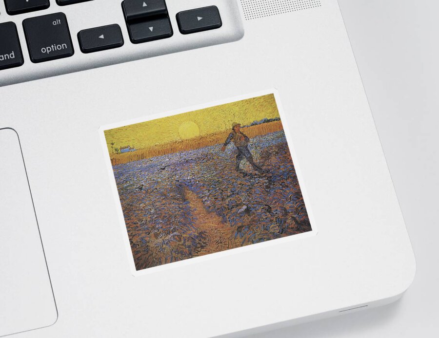 Sower Sticker featuring the painting The Sower at Sunset by Vincent van Gogh