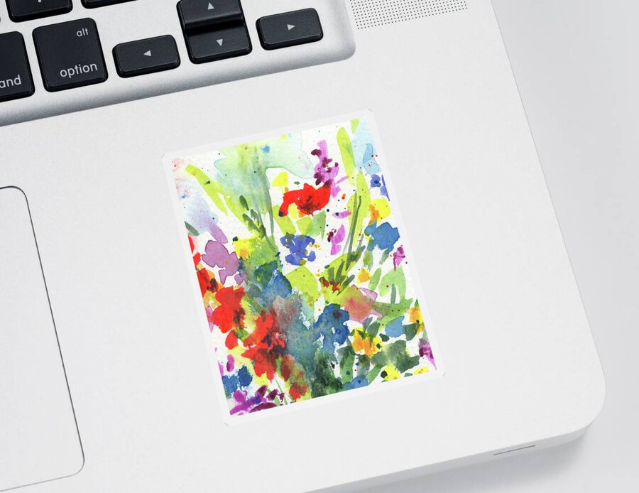 Abstract Flowers Sticker featuring the painting The Splash Of Summer Colors Abstract Flowers Contemporary Watercolor Art III by Irina Sztukowski