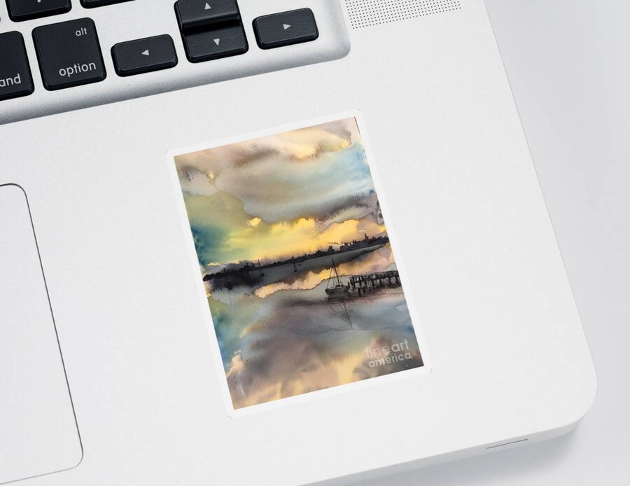The Sunset Sticker featuring the painting The sunset by Han in Huang wong