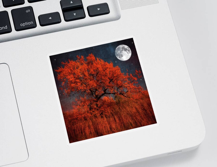 Tree Sticker featuring the photograph The Tree that Spoke to the Moon by Philippe Sainte-Laudy
