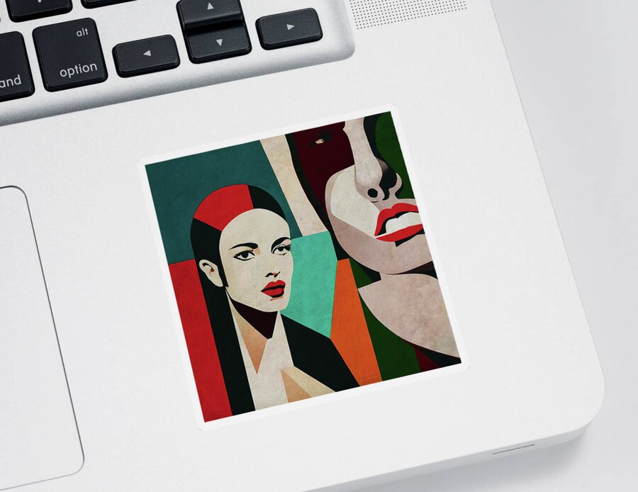 Women Sticker featuring the digital art The twin sisters by Jan Keteleer