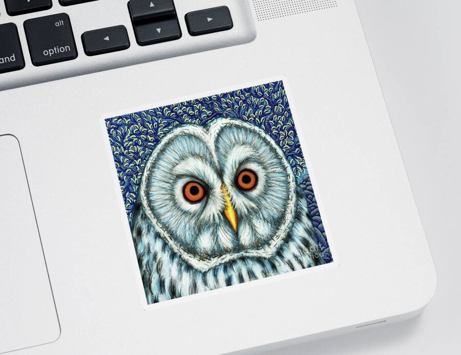 Ural Owl Sticker featuring the painting The Ural Owl Tree by Amy E Fraser