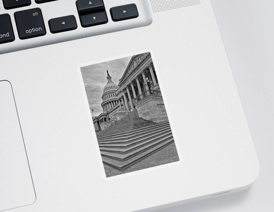 Us Capitol Sticker featuring the photograph The US Capitol bw by Susan Candelario