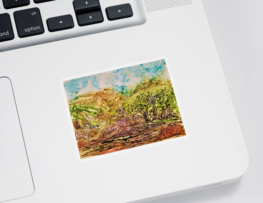Watery Sticker featuring the painting The Valley in Spring by Angela Marinari