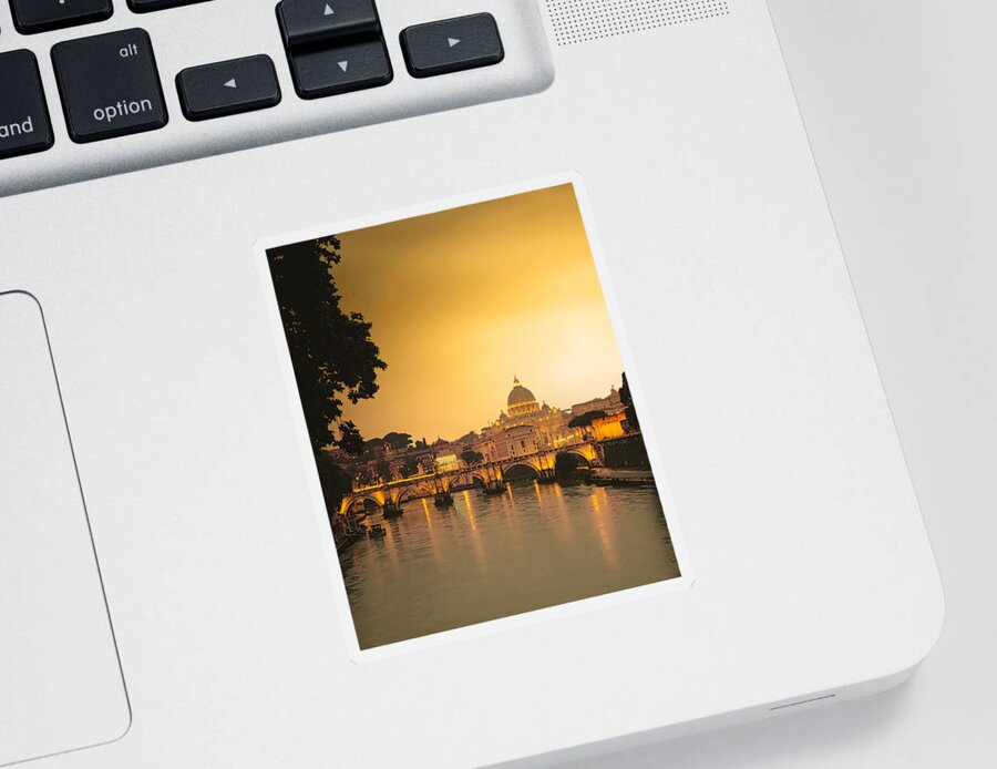 Sunset Sticker featuring the photograph The Vatican at Sunset by Robert Bellomy