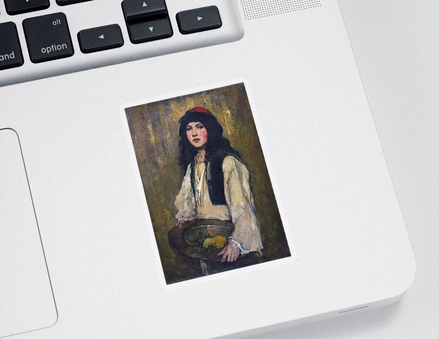 Frank Duveneck Sticker featuring the painting The Venetian Girl by Frank Duveneck