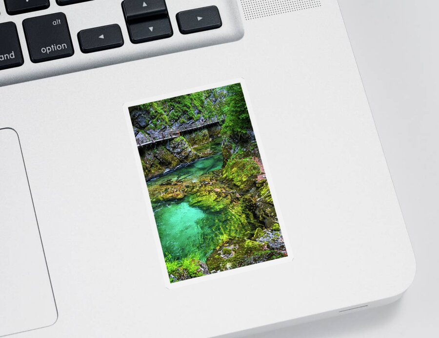 Vintgar Sticker featuring the photograph The Vintgar Gorge Scenic Landscape In Slovenia by Artur Bogacki