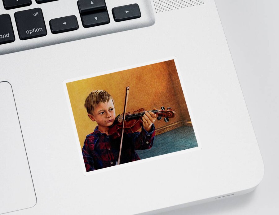 Boy Sticker featuring the drawing The Violinist by Kelly Speros