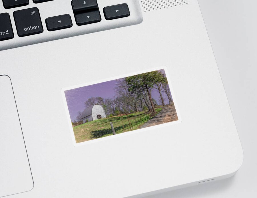 Tennessee Sticker featuring the photograph The White Barn on the Hill by Marcy Wielfaert