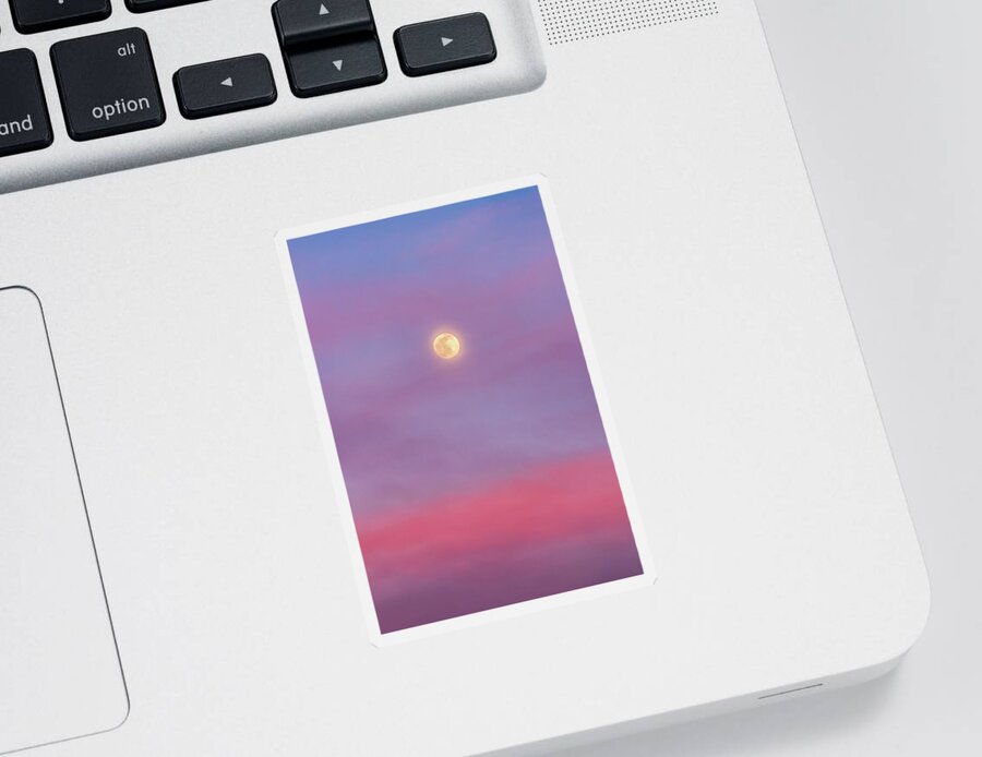 Moon Sticker featuring the photograph The Wolf Moon and the Belt of Venus by Alexios Ntounas