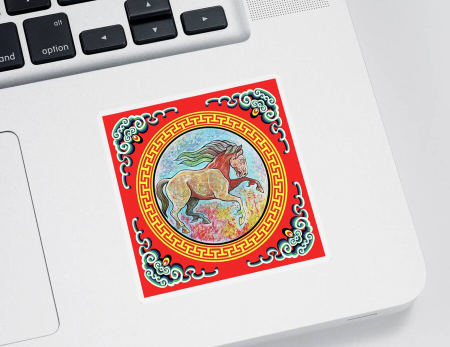 The Year Of The Horse Sticker featuring the painting The Year of the Horse by Tom Dashnyam Otgontugs
