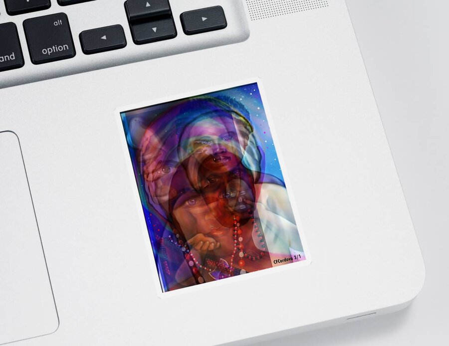 Obatala Sticker featuring the digital art Orisha Energy by Carmen Cordova