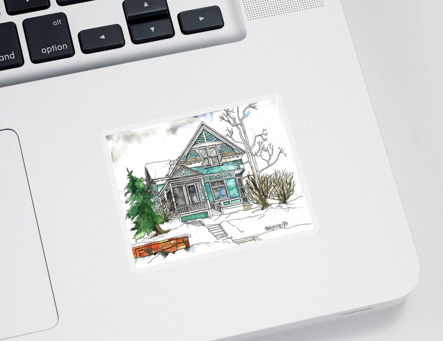 Watercolor Sticker featuring the painting Third Avenue Winter by Shelley Wallace Ylst