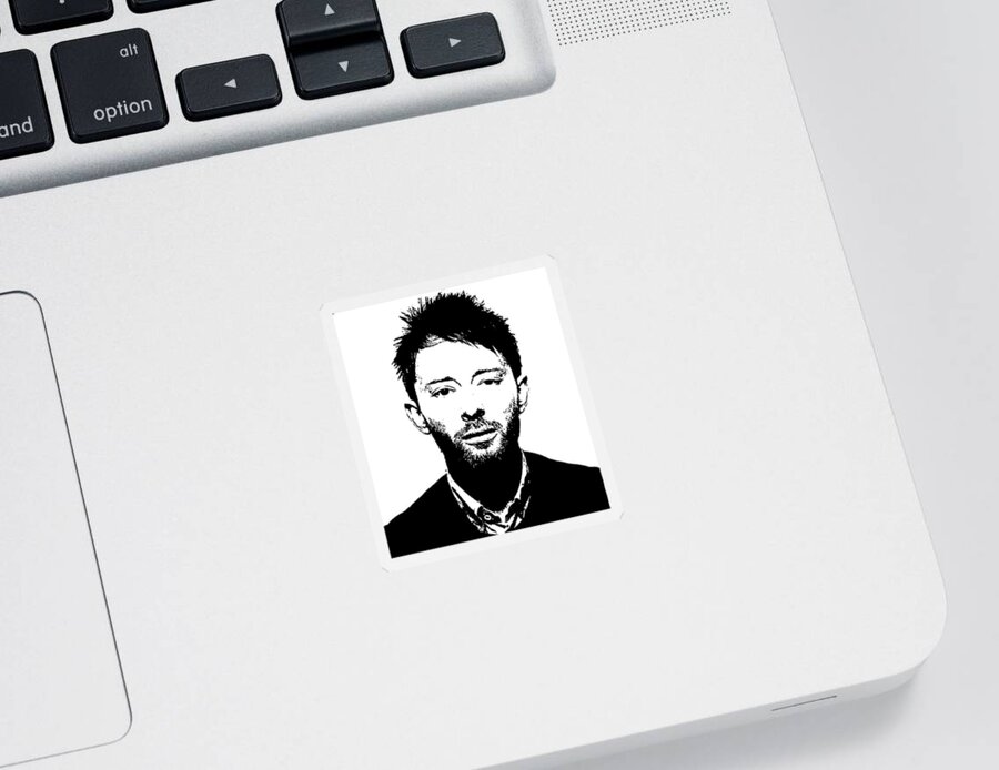 Thom Yorke Sticker featuring the digital art Thom Yorke by Bob Smerecki