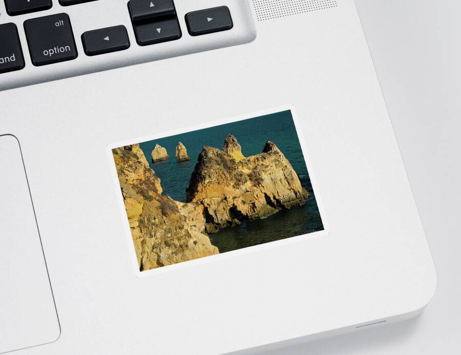 Algarve Sticker featuring the photograph Three Brothers Beach overview in Algarve by Angelo DeVal