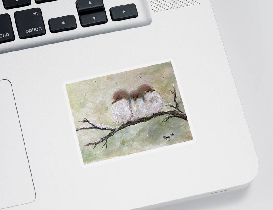 Fairy Wrens Sticker featuring the painting Three Fat Fluffballs by Roxy Rich