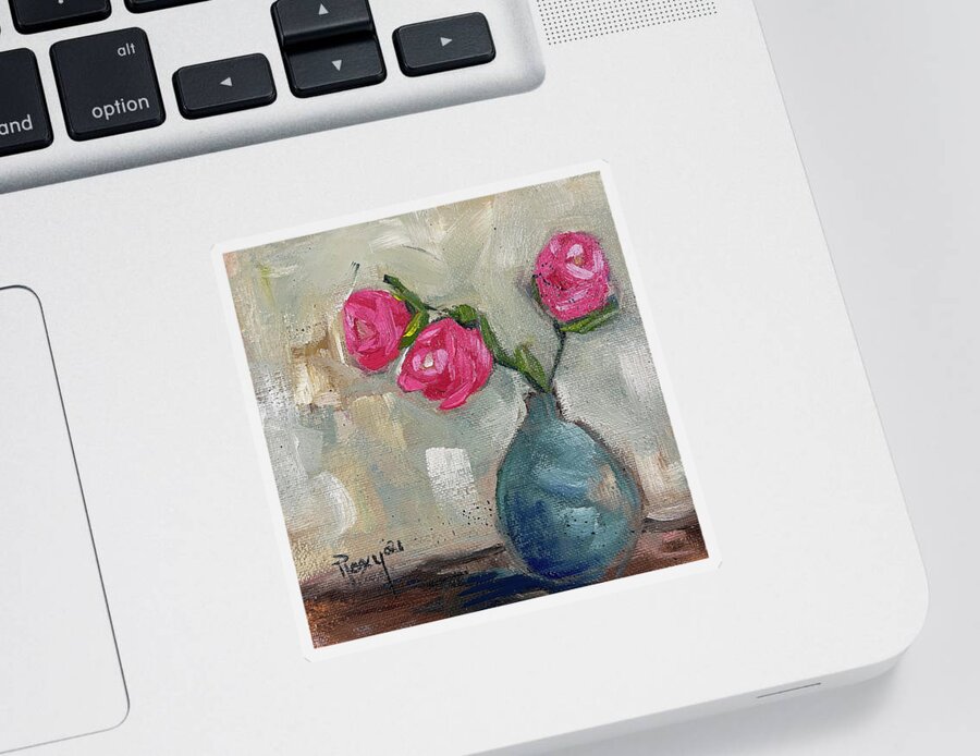 Rose Painting Sticker featuring the painting Three Roses by Roxy Rich