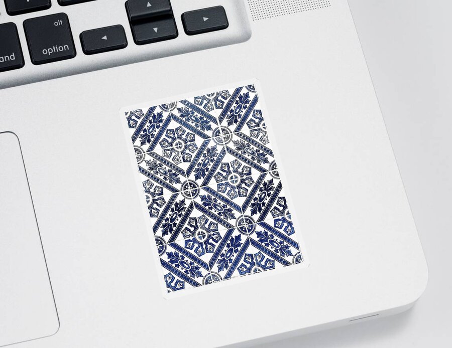 Blue Tiles Sticker featuring the digital art Tiles Mosaic Design Azulejo Portuguese Decorative Art II by Irina Sztukowski