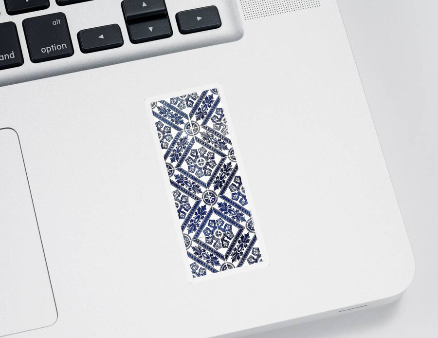 Blue Tiles Sticker featuring the digital art Tiles Mosaic Design Azulejo Portuguese Decorative Art VIII by Irina Sztukowski