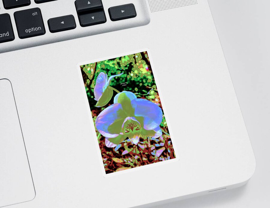 Flowers Sticker featuring the photograph Todays Orchids in Blue by John Anderson