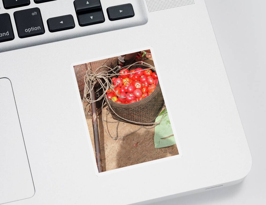 Pile Sticker featuring the photograph Tomatoes and other vegetables for sale by Steve Estvanik