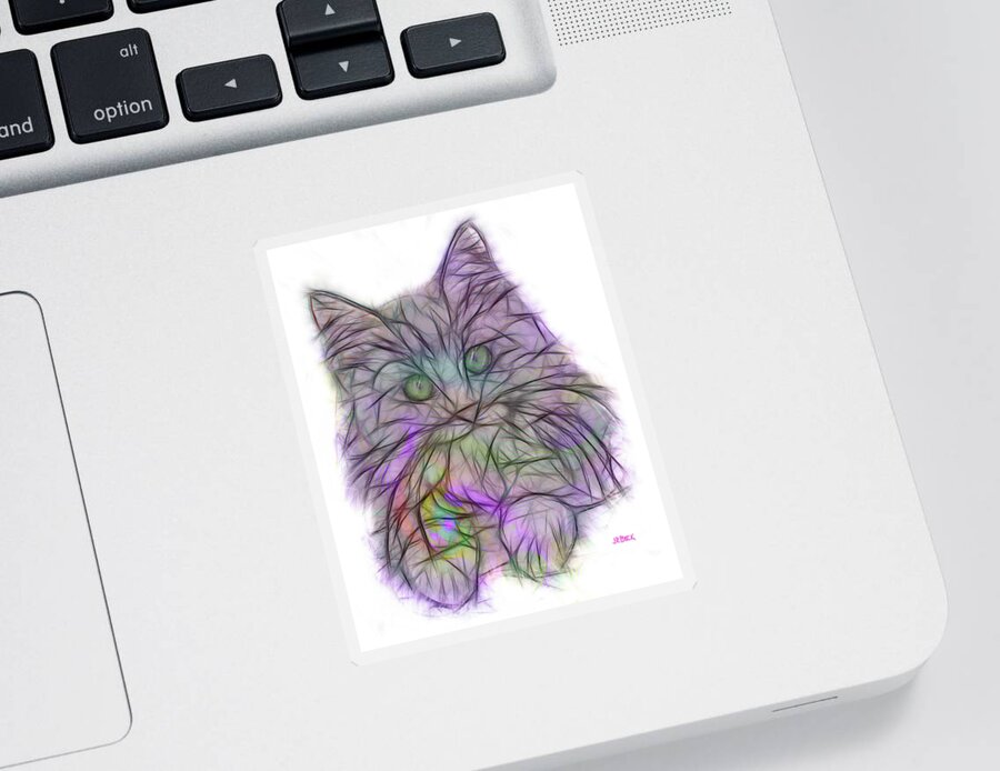 Cats Sticker featuring the digital art Too Cute by Studio B Prints
