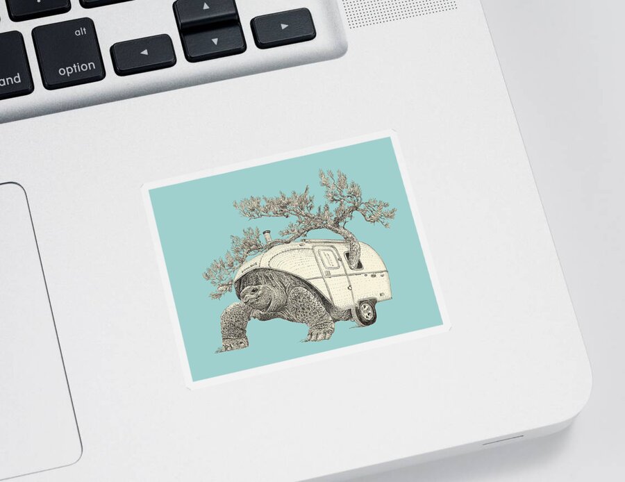 Turtle Sticker featuring the digital art Tortoise Camper by Jenny Armitage