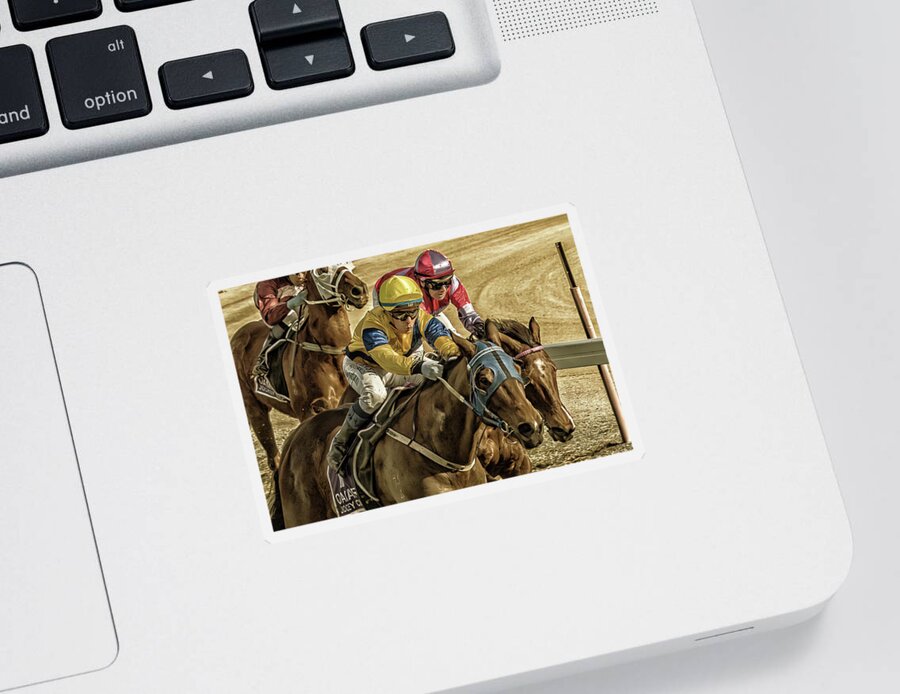 Jockeys Sticker featuring the photograph Total concentration by Johannes Brienesse