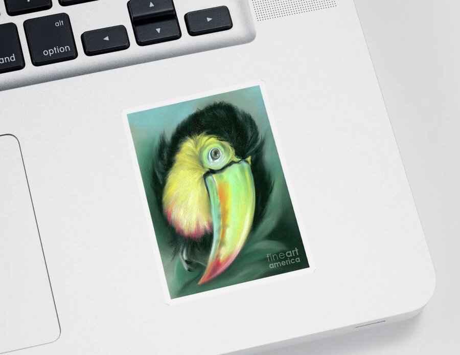 Bird Sticker featuring the painting Toucan Colorful Exotic Bird by MM Anderson