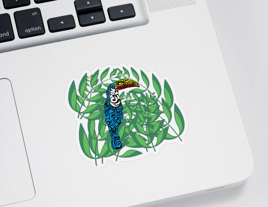 Toucan Sticker featuring the digital art Toucan by Piotr Dulski