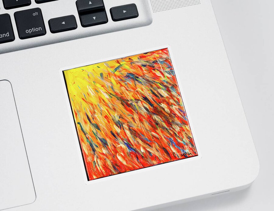 Abstract Sticker featuring the digital art Toward The Light - Colorful Abstract Contemporary Acrylic Painting by Sambel Pedes