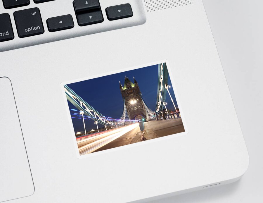 Sky Sticker featuring the photograph Tower bridge in midnight by Vaclav Sonnek