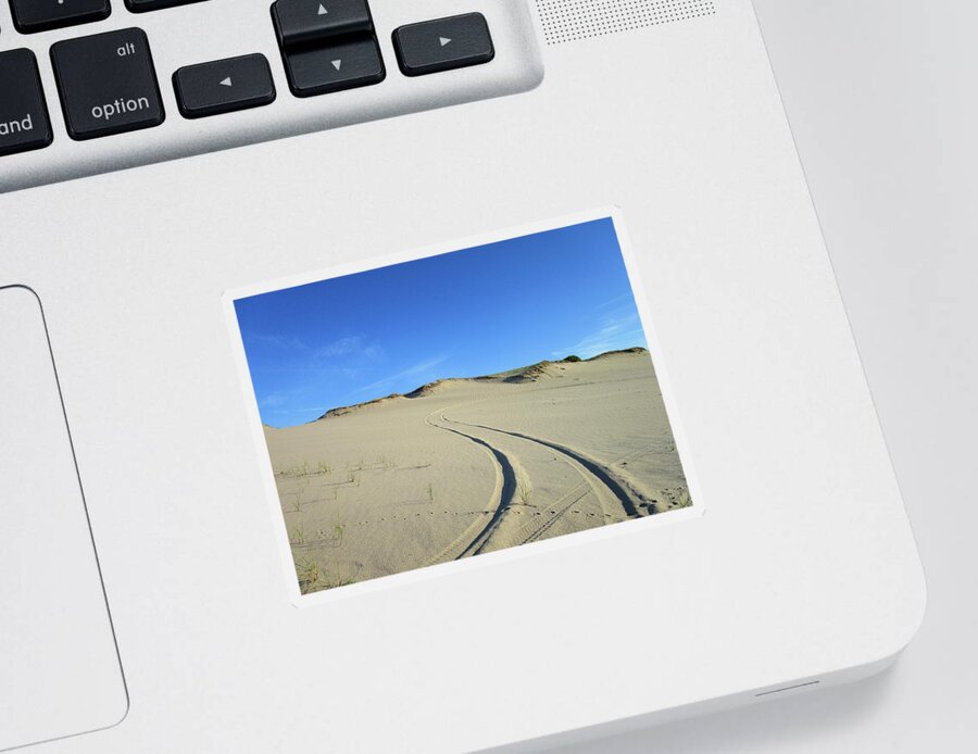 Sand Dunes Sticker featuring the photograph Tracks on the Dunes by Annalisa Rivera-Franz