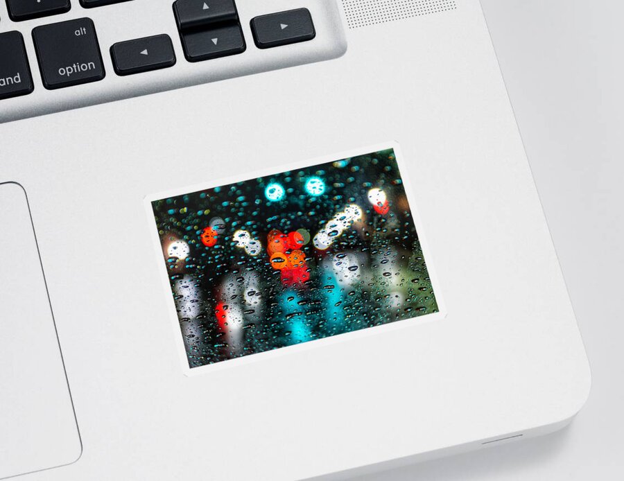 Photo Sticker featuring the photograph Traffic through the Rain by Evan Foster