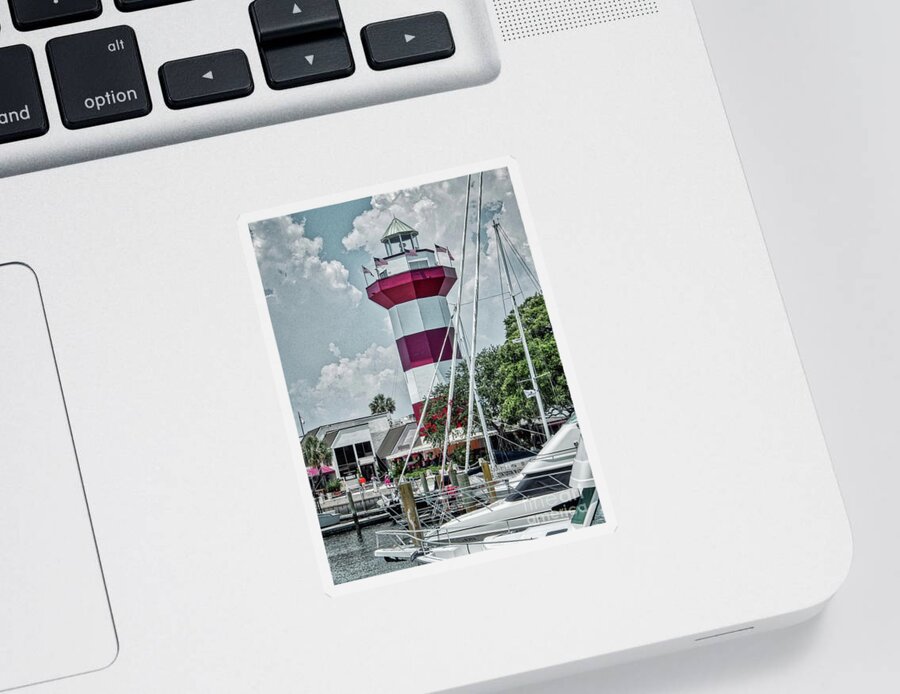 Harbour Town Lighthouse Sticker featuring the photograph Tranquility by Harbour Town Lighthouse by Amy Dundon