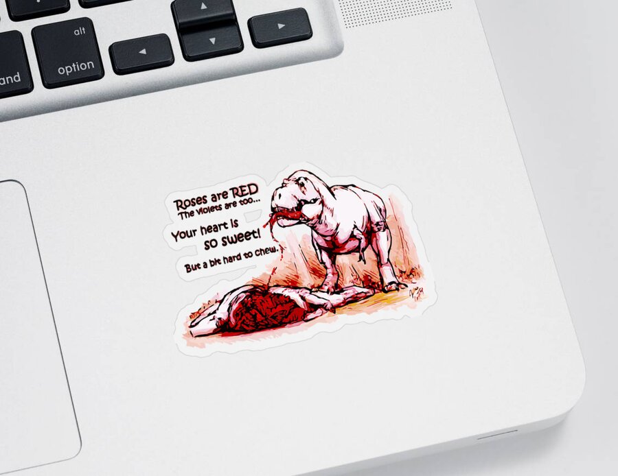 T-rex Sticker featuring the digital art TRex Valentine by Julius Csotonyi
