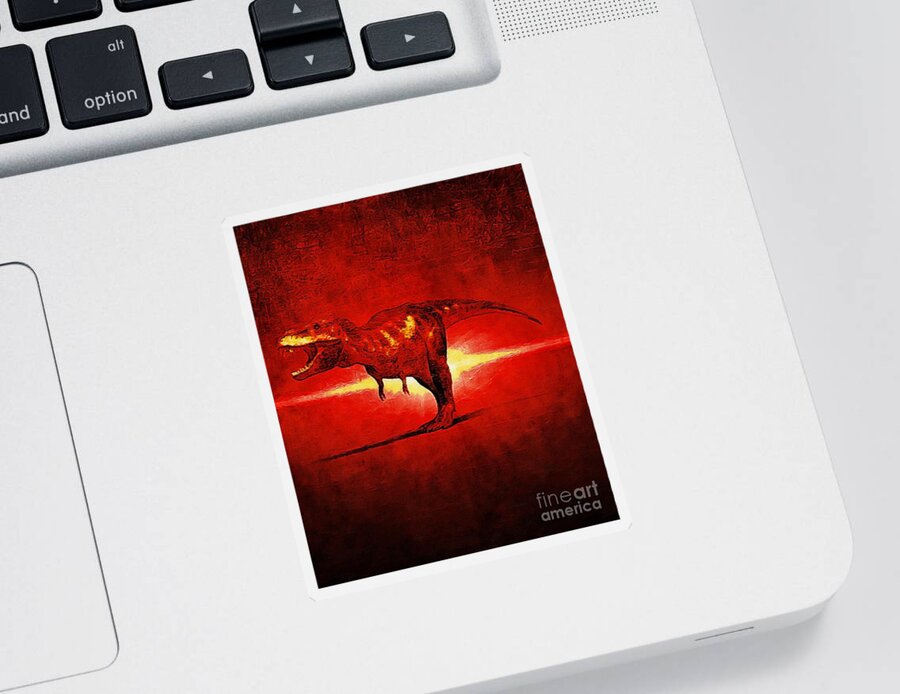 Trex Sticker featuring the digital art TRex with an Abstract Red Effect by Douglas Brown