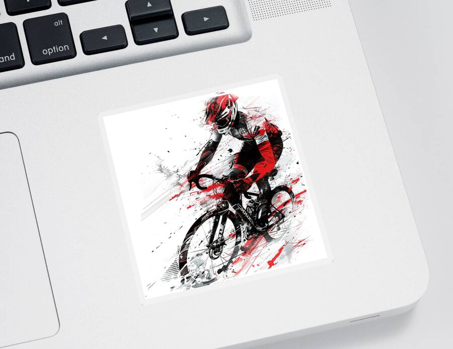 Bicycle Sticker featuring the digital art Triathlon Cyclist 2 by Athena Mckinzie