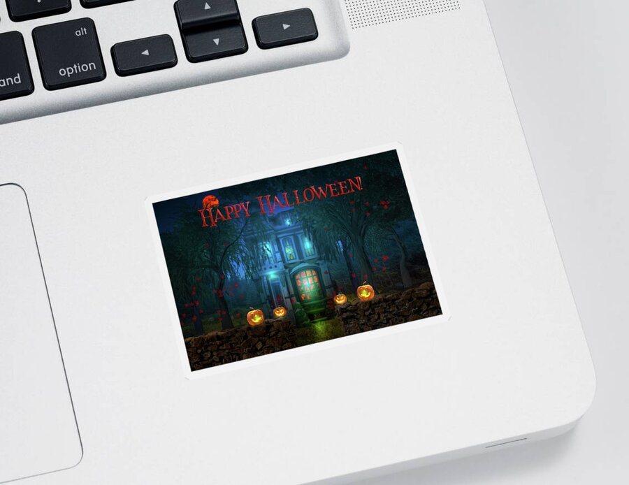 Halloween Sticker featuring the digital art Trick Or Treat - Greeting by Mark Andrew Thomas