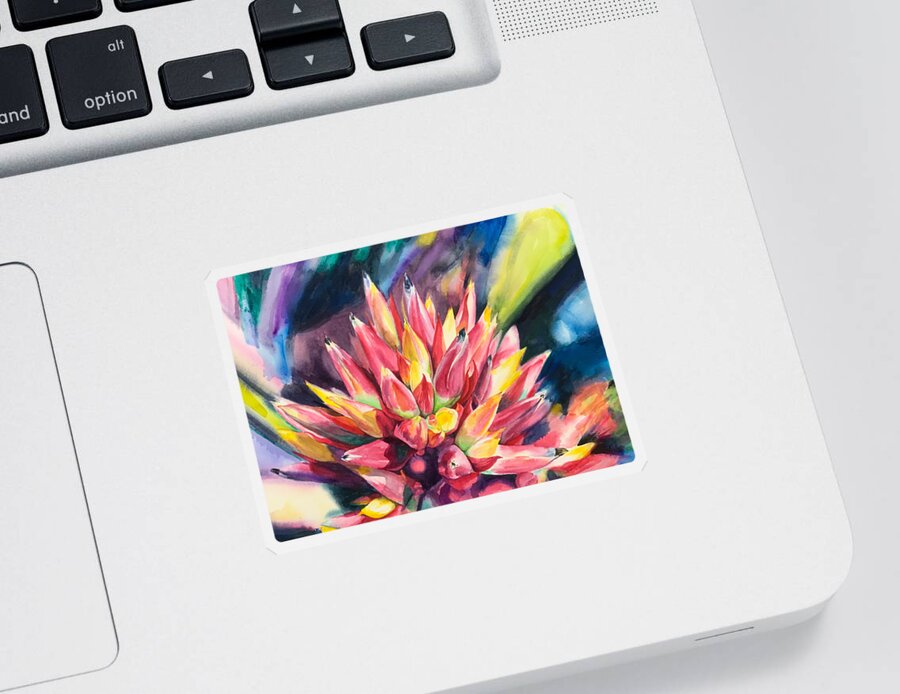 Flower Sticker featuring the painting Tropical Flower Cluster by Lisa Tennant