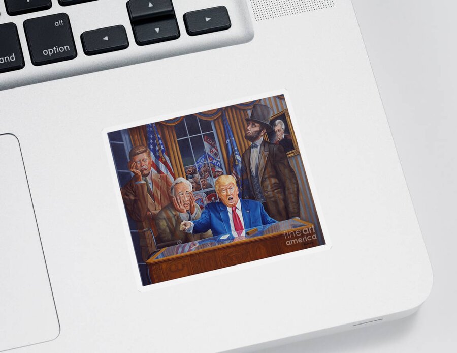 Trump Sticker featuring the painting What Have We Done? by Ken Kvamme