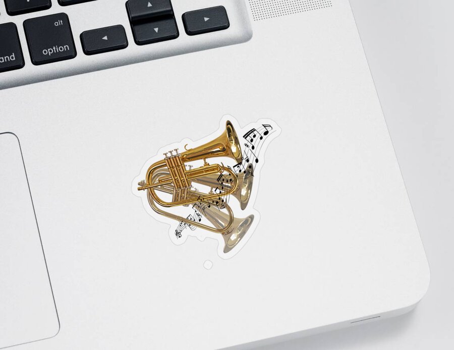 Music Sticker featuring the photograph Trumpet Fanfare by Gill Billington