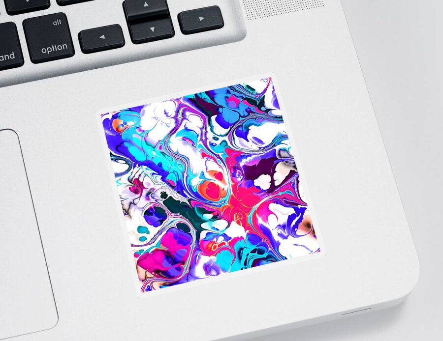 Colorful Sticker featuring the digital art Tukiman - Funky Artistic Colorful Abstract Marble Fluid Digital Art by Sambel Pedes