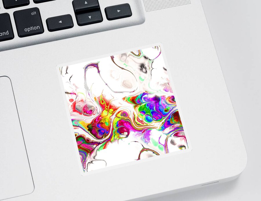 Colorful Sticker featuring the digital art Tukiyem - Funky Artistic Colorful Abstract Marble Fluid Digital Art by Sambel Pedes