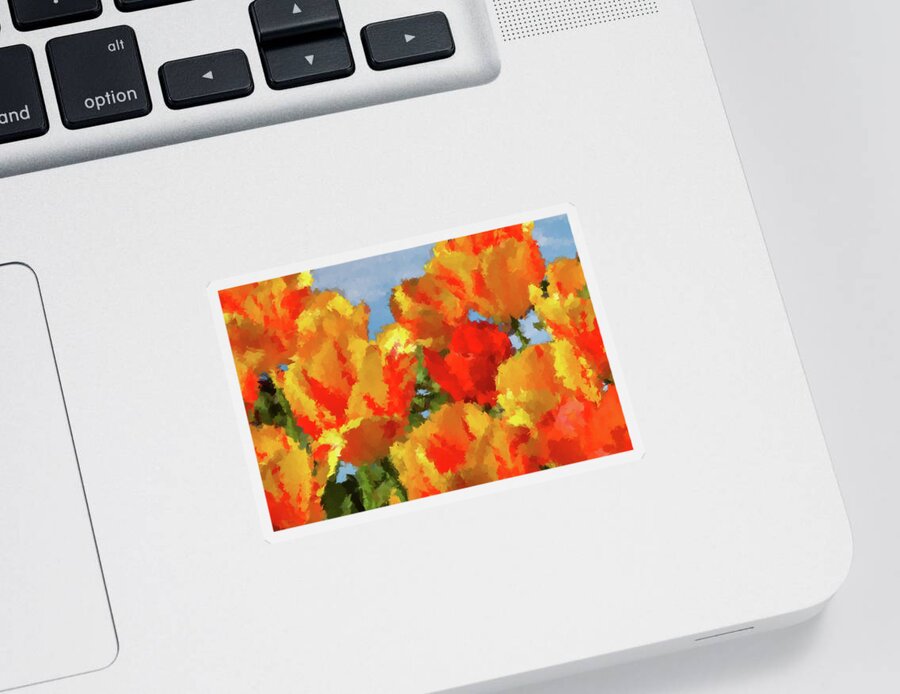 Tulips Sticker featuring the mixed media Tulips by Alex Mir
